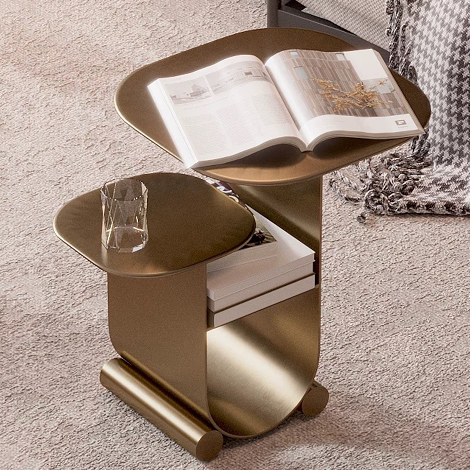 Modern Gold Stainless Steel Side Table| Metal Side Table - Image 6