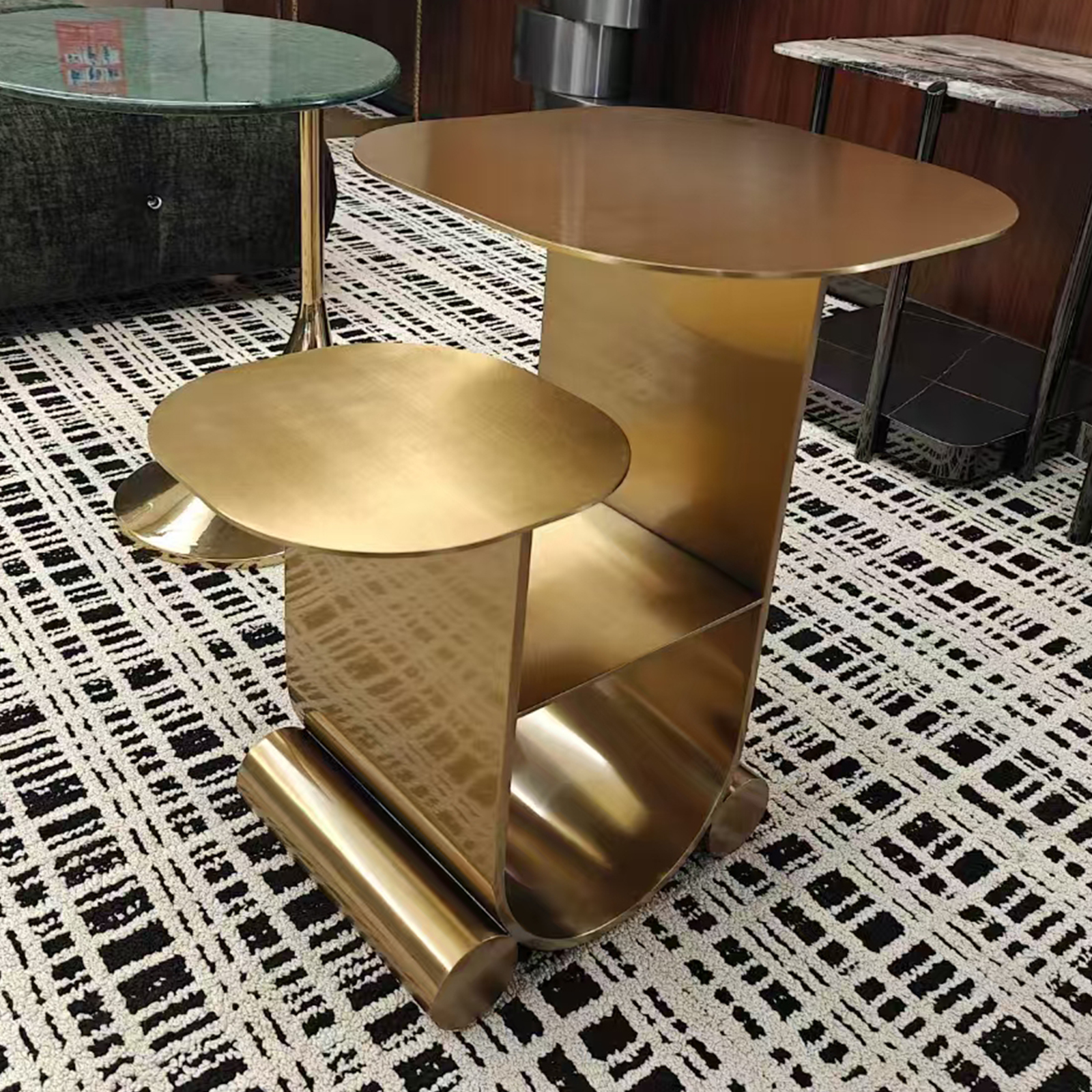 Modern Gold Stainless Steel Side Table| Metal Side Table - Image 3