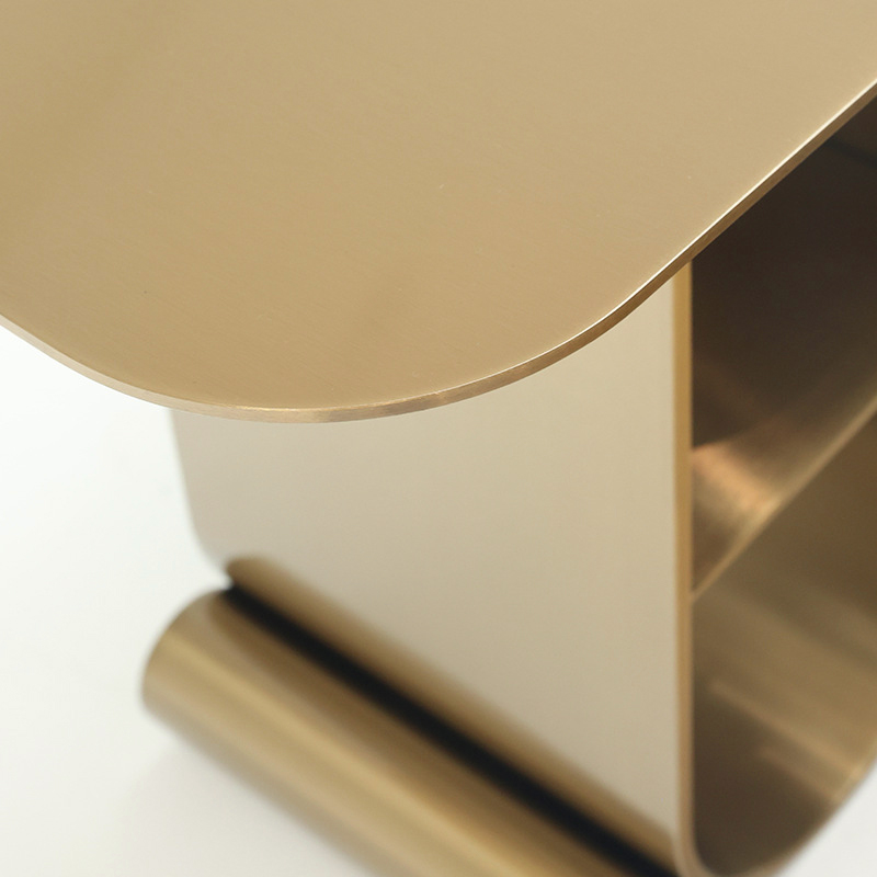 Modern Gold Stainless Steel Side Table| Metal Side Table - Image 9