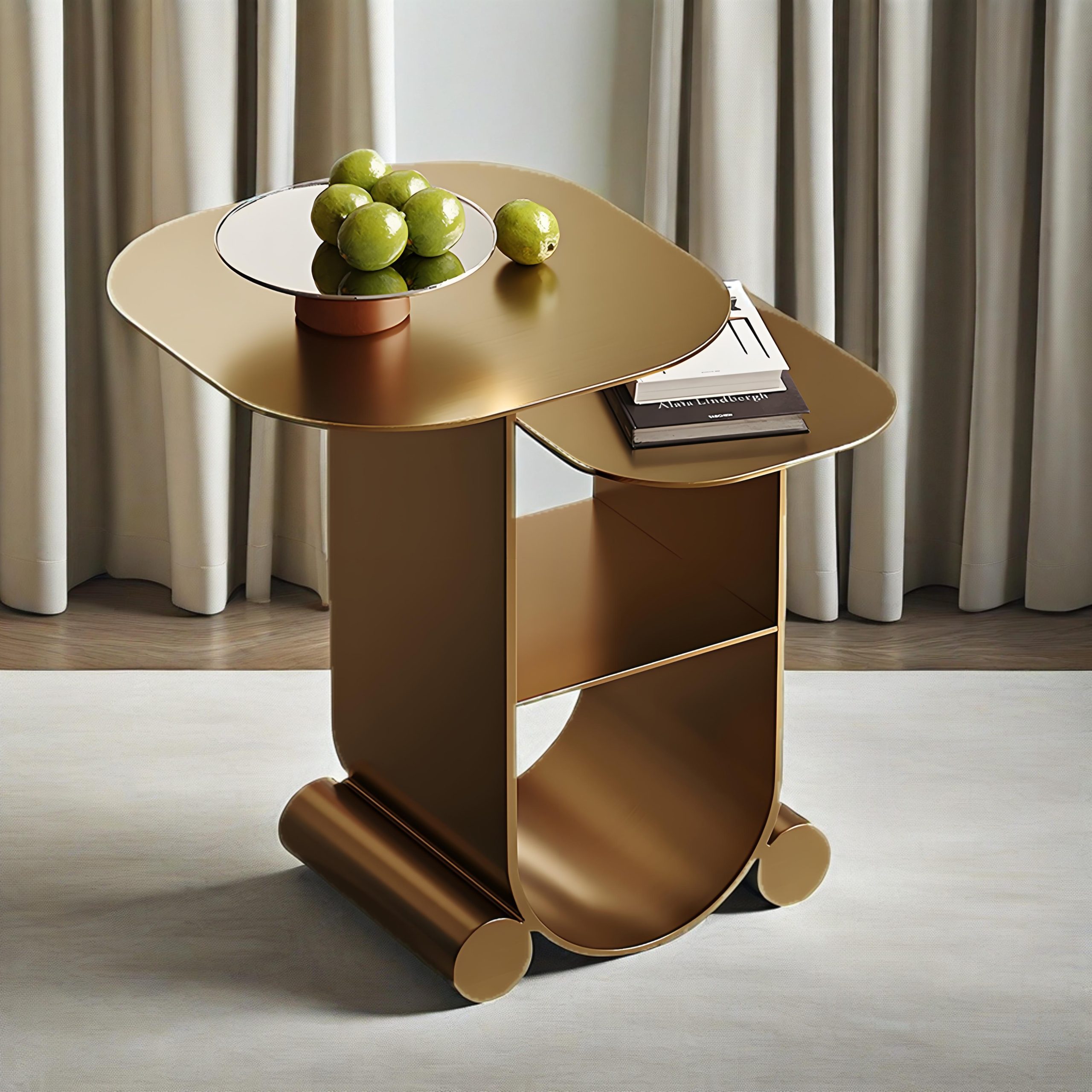 Modern Gold Stainless Steel Side Table| Metal Side Table - Image 4