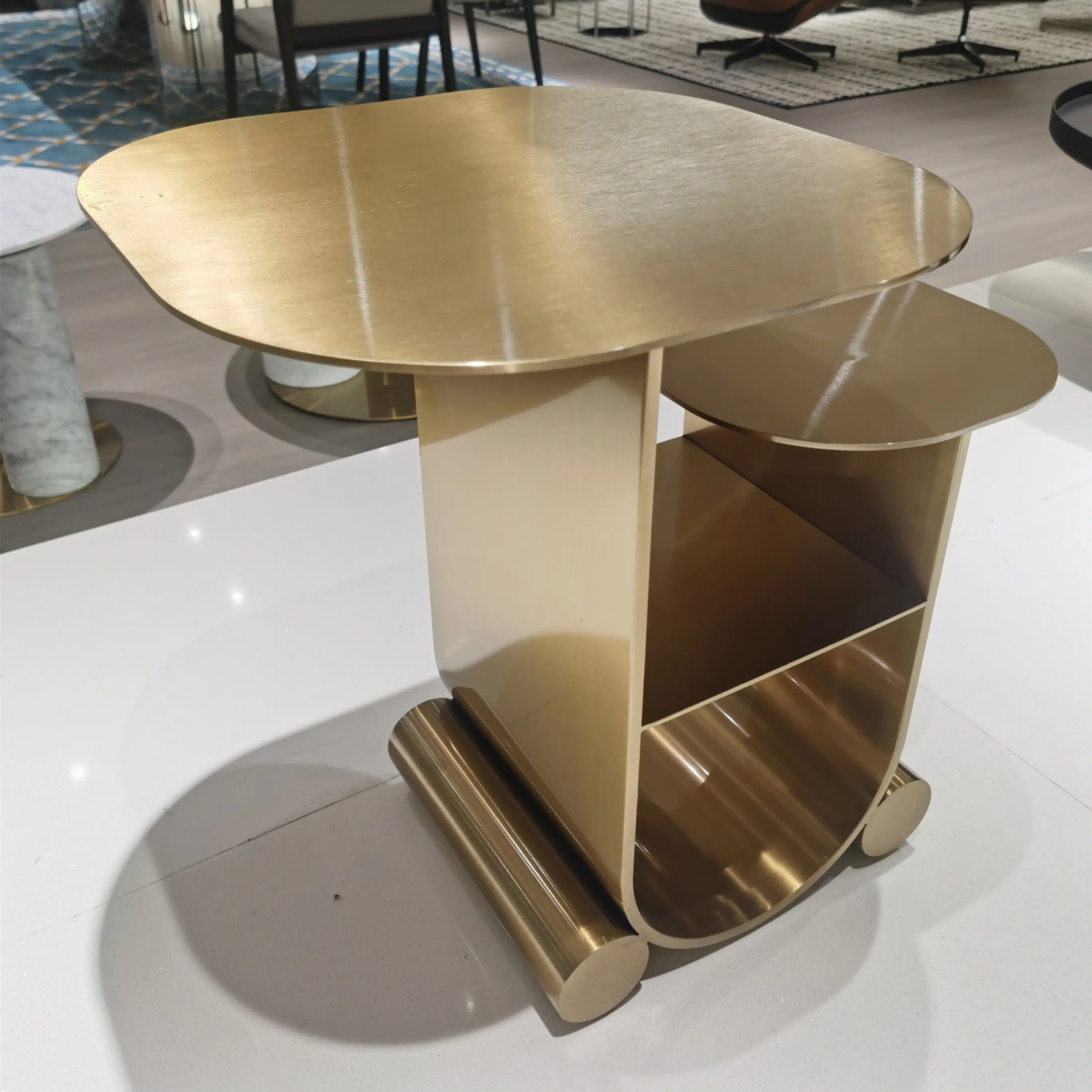 Modern Gold Stainless Steel Side Table| Metal Side Table - Image 2