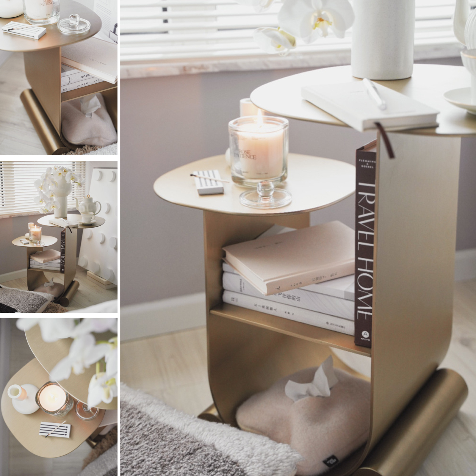 Modern Gold Stainless Steel Side Table| Metal Side Table - Image 5